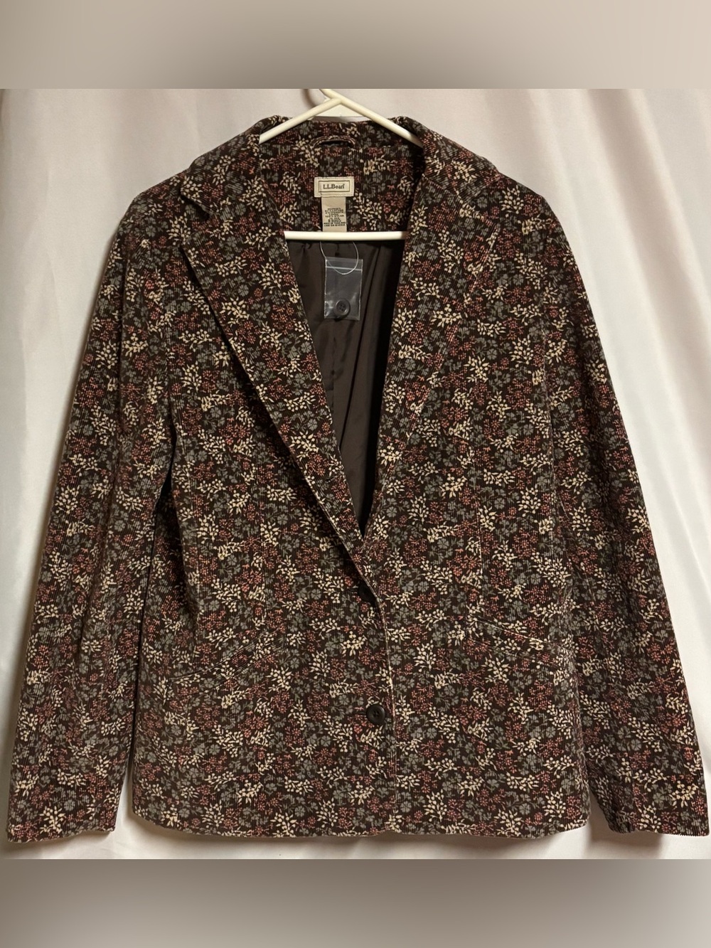 L.L. Bean Vintage Bohemian Floral Corduroy Women's Fully Lined Blazer Jacket